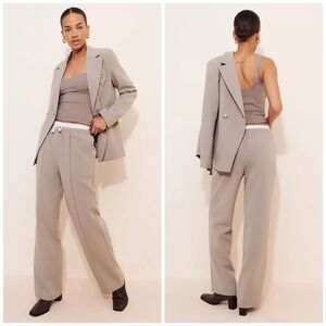 NWT 4th & Reckless Tan Bianca Straight Leg Twofer Trouser Size M